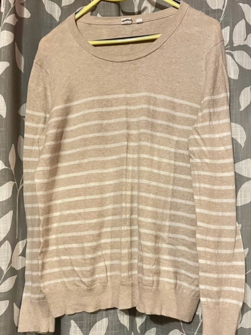 GAP Beige and Cream Striped Crewneck Sweater